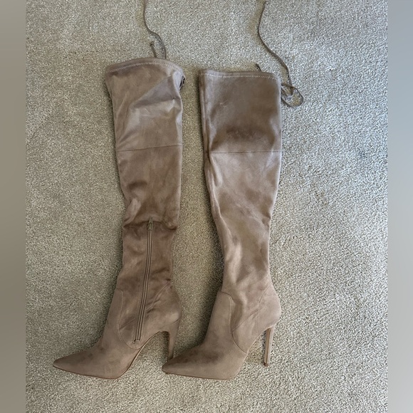 Guess Shoes - Tall Suede Over-the-Knee Stiletto Boots in Taupe